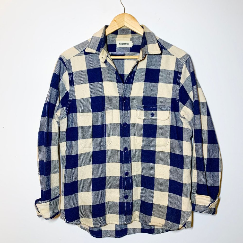 Vintage Thick Blue White Plaid Utility Shirt